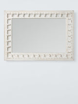 John Lewis Rajasthan Carved Wood Rectangular Wall Mirror 70 x 50cm White
