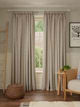 John Lewis Pure Cotton Pair Lined Pencil Pleat Curtains 228 x 228cm - Putty