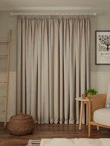 John Lewis Pure Cotton Pair Lined Pencil Pleat Curtains 228 x 228cm - Putty