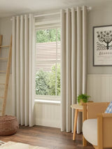 John Lewis Textured Boucle Lined Eyelet Curtains W228 x D228cm - Marshmallow