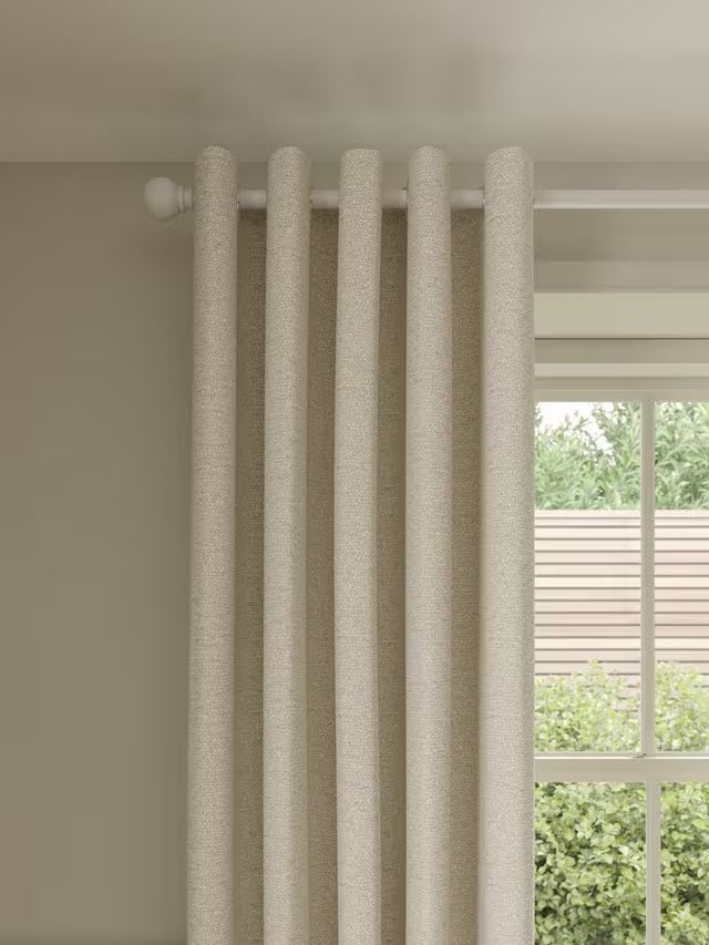 John Lewis Textured Boucle Lined Eyelet Curtains W228 x D228cm - Marshmallow