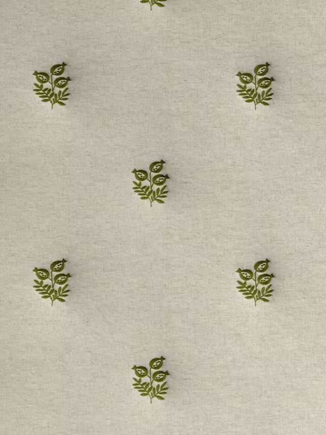 John Lewis Embroidered Lined Pencil Pleat Curtains 167 x 182cm - Dark Olive