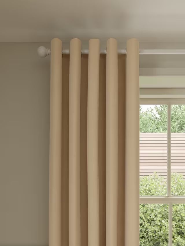 John Lewis Pure Cotton Pair Lined Eyelet Curtains W228 x D182cm - Natural