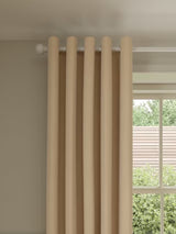 John Lewis Pure Cotton Pair Lined Eyelet Curtains W228 x D182cm - Natural