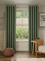 John Lewis Pure Cotton Pair Lined Eyelet Curtains Myrtle Green W228 x 228cm