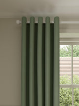 John Lewis Pure Cotton Pair Lined Eyelet Curtains Myrtle Green W228 x 228cm