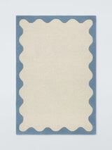 John Lewis Pure Wool Scallop Rectangular Rug L180 x W120cm - Lake Blue
