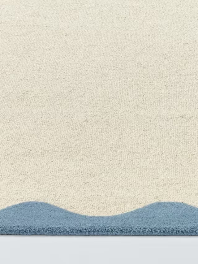 John Lewis Pure Wool Scallop Rectangular Rug L180 x W120cm - Lake Blue