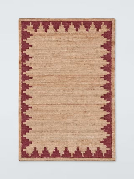 John Lewis Stepped Chevron Rectangular Jute Rug 180 x 120cm - Red/Natural