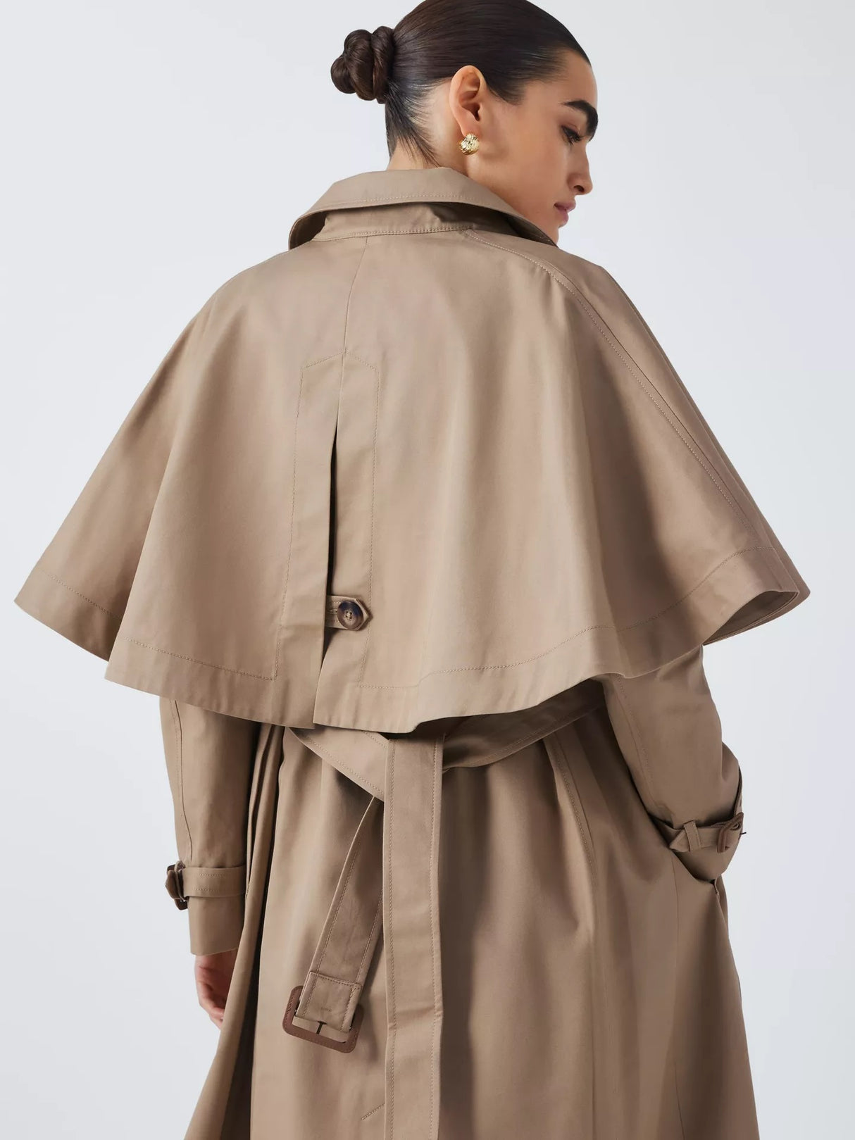 John Lewis Women's Long Length Cotton Cape Trench Coat - Natural - UK 16
