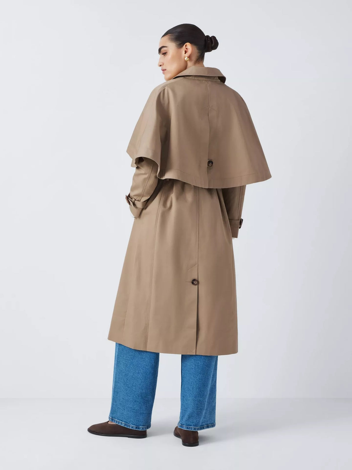John Lewis Women's Long Length Cotton Cape Trench Coat - Natural - UK 16