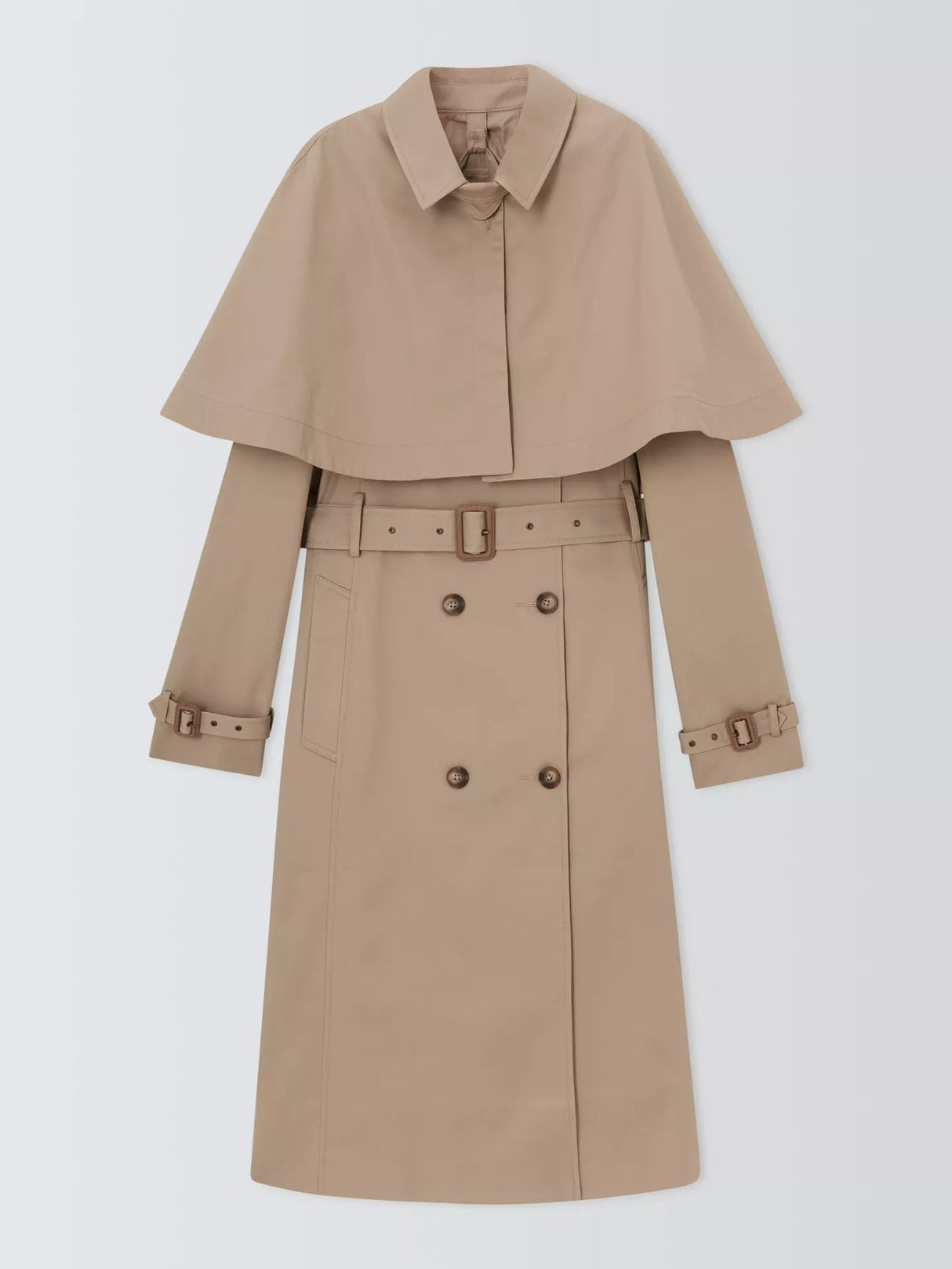 John Lewis Women's Long Length Cotton Cape Trench Coat - Natural - UK 16