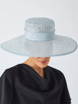 John Lewis Katy Sinamay Down Wide Brim Ascot Wedding Occasion Hat - Blue