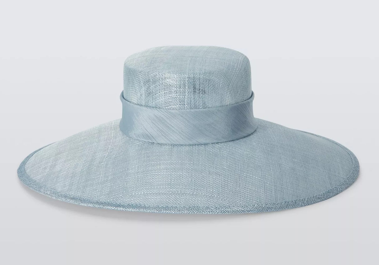 John Lewis Katy Sinamay Down Wide Brim Ascot Wedding Occasion Hat - Blue