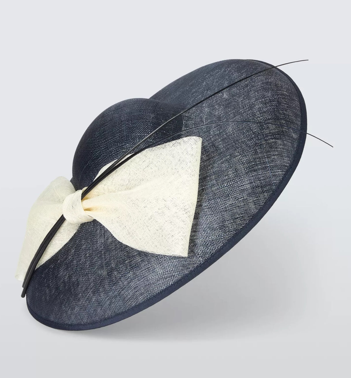 John Lewis Women's Davina Oversized Bow Woven Occasion Hat - White/Navy