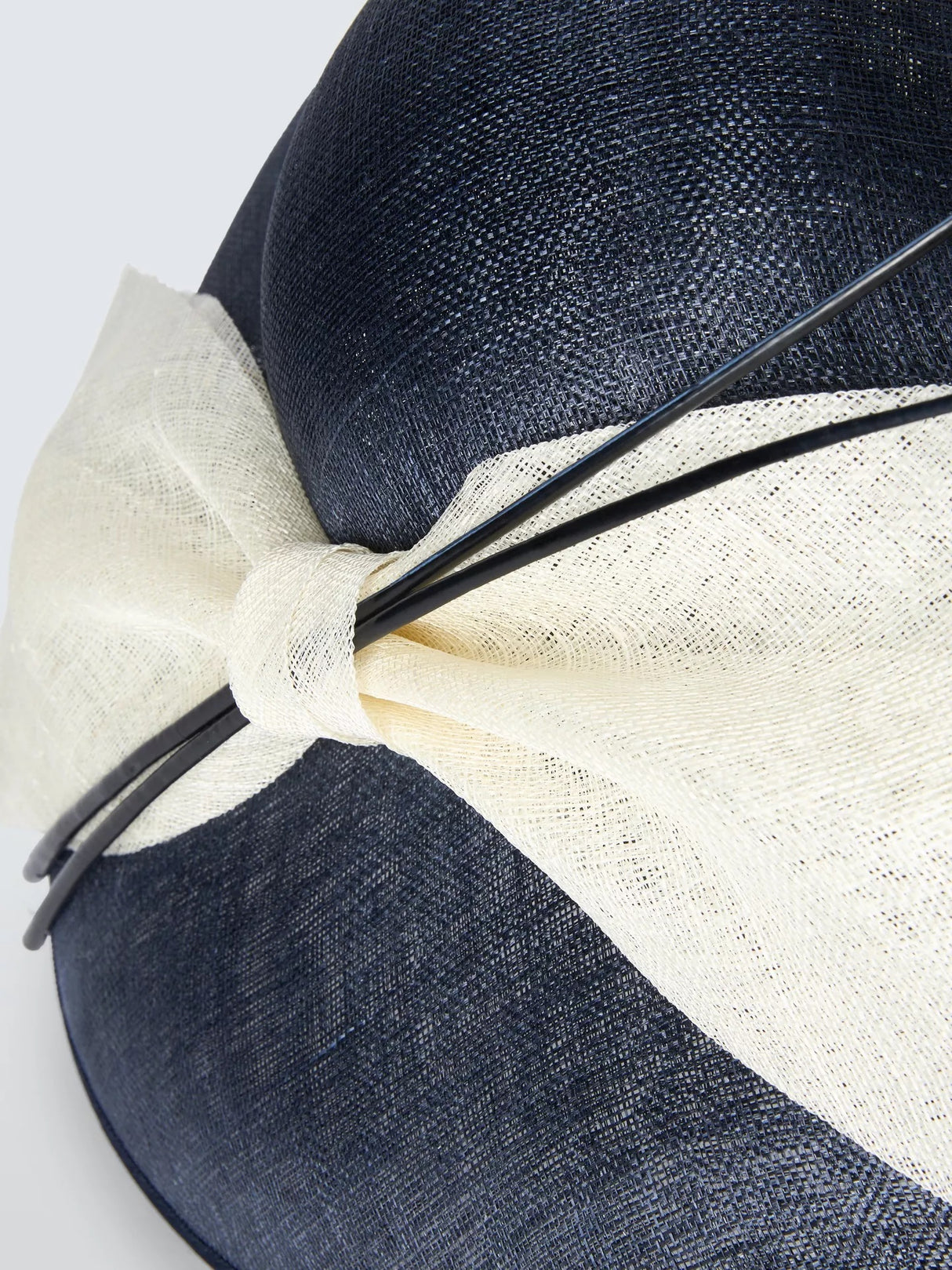 John Lewis Women's Davina Oversized Bow Woven Occasion Hat - White/Navy