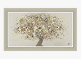 John Lewis Sara Otter Neutral Heart Tree Framed Print 72x122cm - Gold/Taupe
