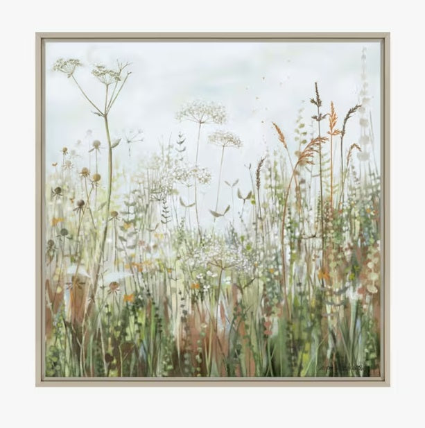 Catherine Stephenson Whispering Meadow Framed Canvas Print 64 x 64cm - Green