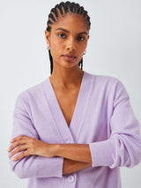 John Lewis Womens Regular Fit Cashmere V-Neck Cardigan - Size 16 - Lilac