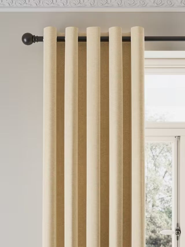 John Lewis Velvet Chenille Thermal Eyelet Curtains W228 x D137cm - Natural