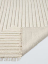 John Lewis Box Stripe Geometric Pure Wool Rug L180 x W120cm - White Ivory