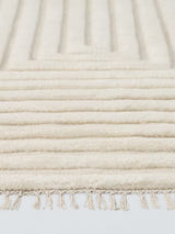 John Lewis Box Stripe Geometric Pure Wool Rug L180 x W120cm - White Ivory