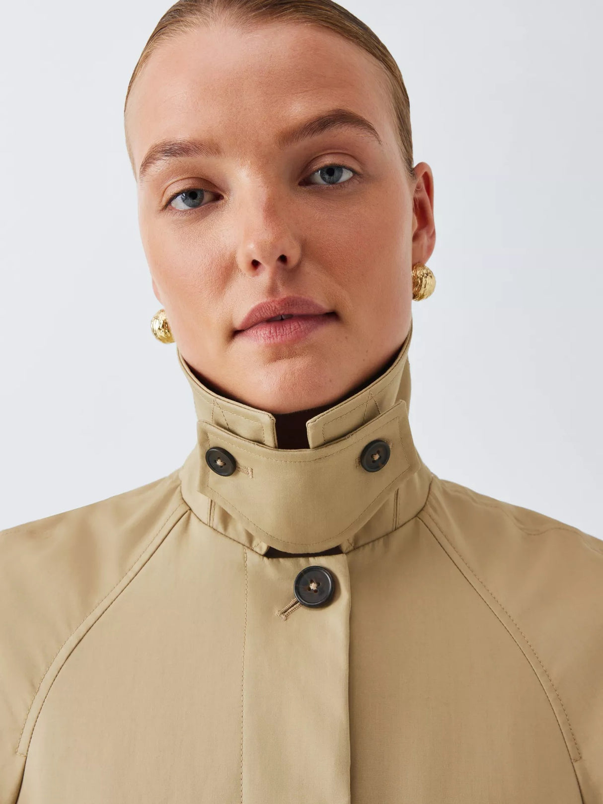 John Lewis Women's Shower Resistant Knee Length Mac Coat - Natural UK 10