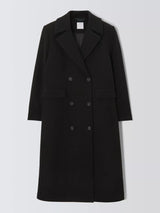 John Lewis Women's Double Breasted Button Wool Blend Coat - Black - UK 12