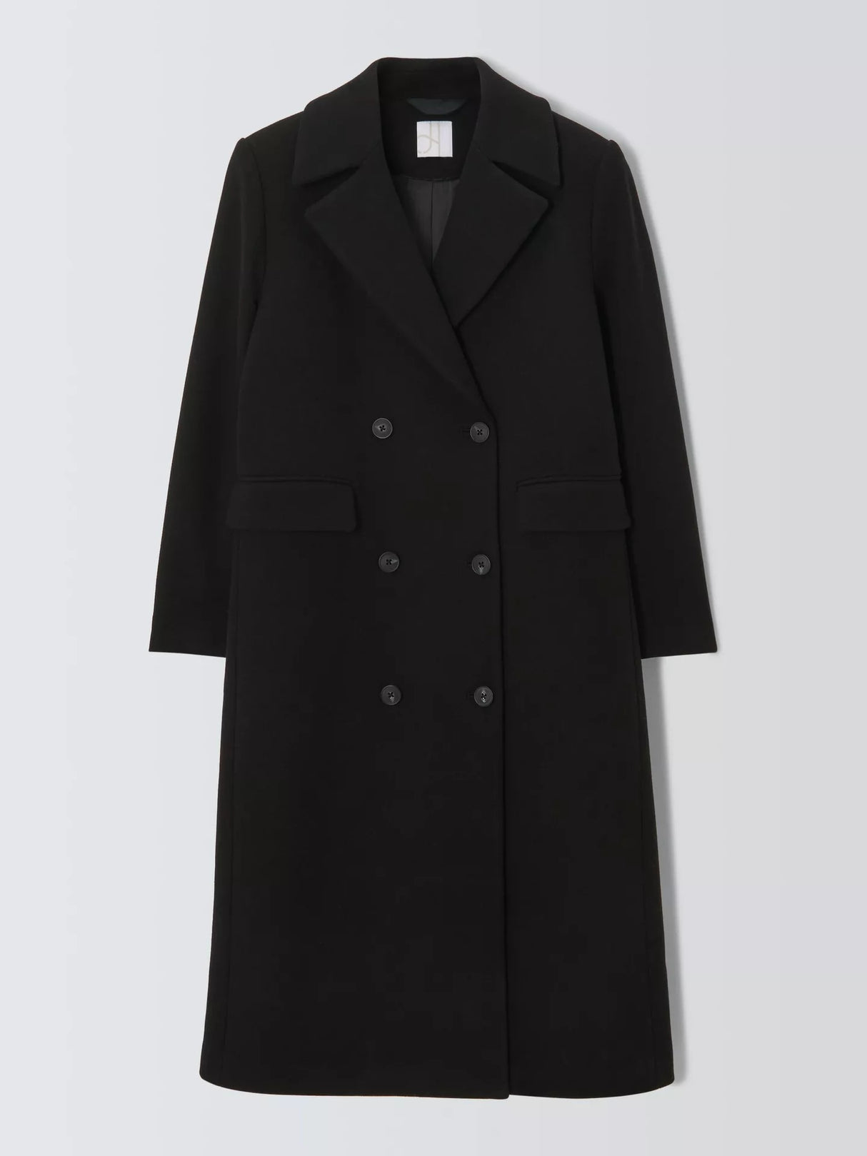 John Lewis Women's Double Breasted Wool Blend Long Coat - Black - UK 16
