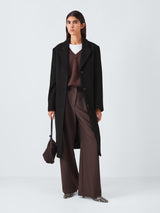 John Lewis Women's Long Single Breasted Wool Blend Coat - Black - UK 8