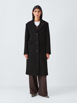 John Lewis Women's Long Single Breasted Wool Blend Coat - Black - UK 20