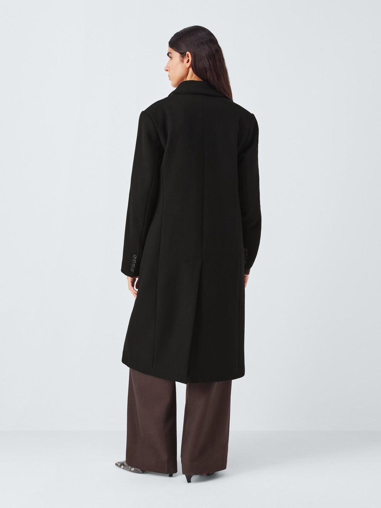 John Lewis Women's Long Single Breasted Wool Blend Coat - Black - UK 8
