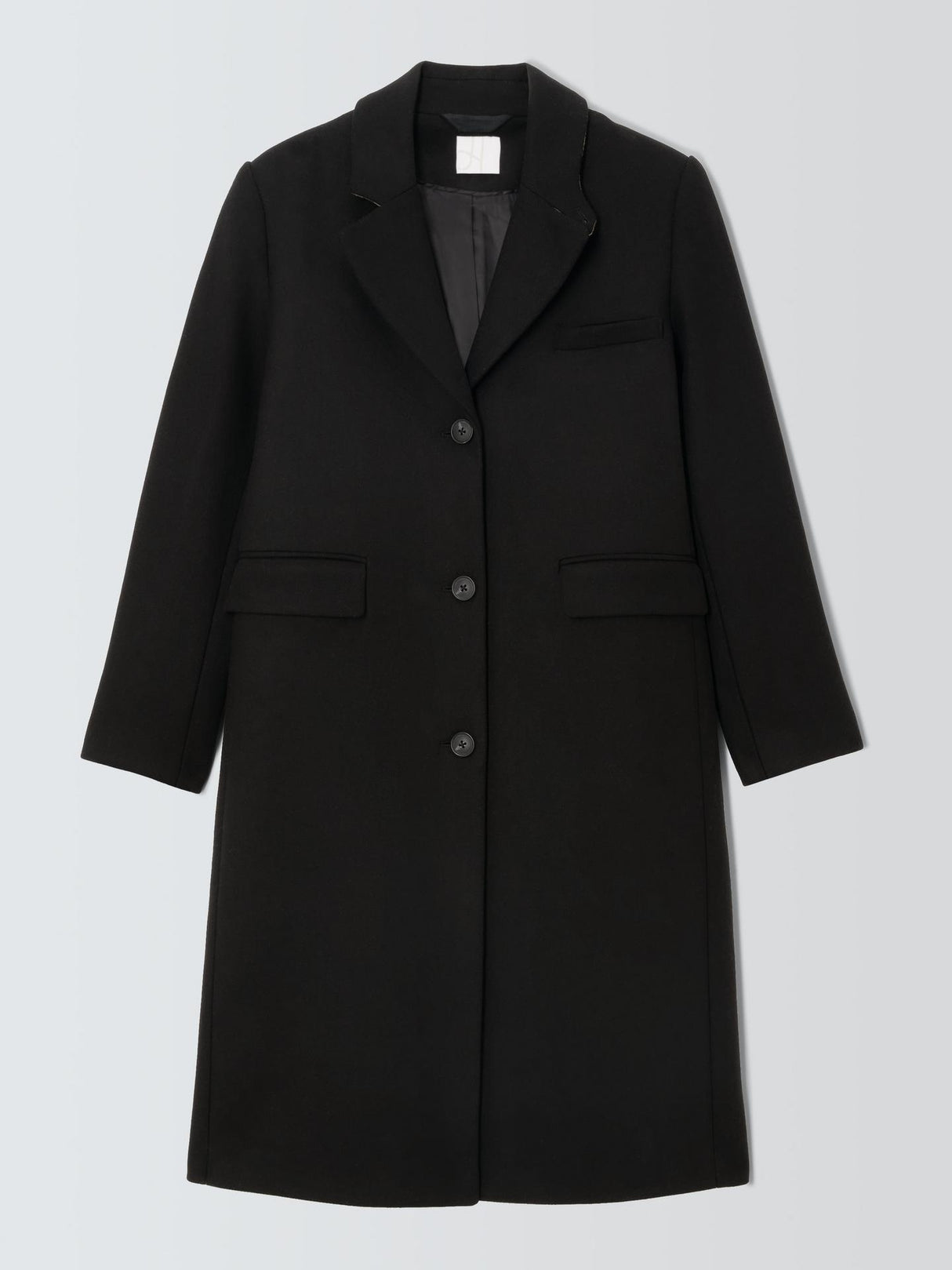 John Lewis Women's Long Single Breasted Wool Blend Coat - Black - UK 20