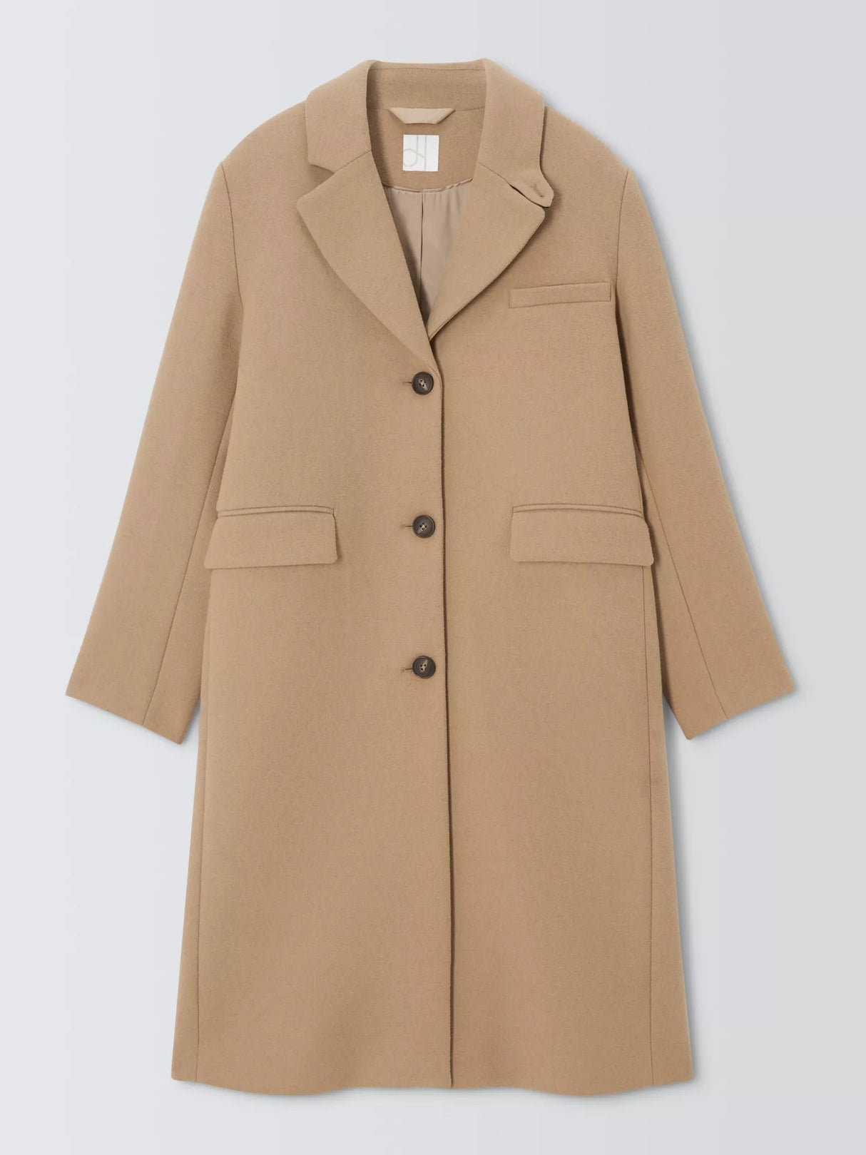 John Lewis Women's Single Breasted Knee Length Wool Blend Coat - Camel UK 12