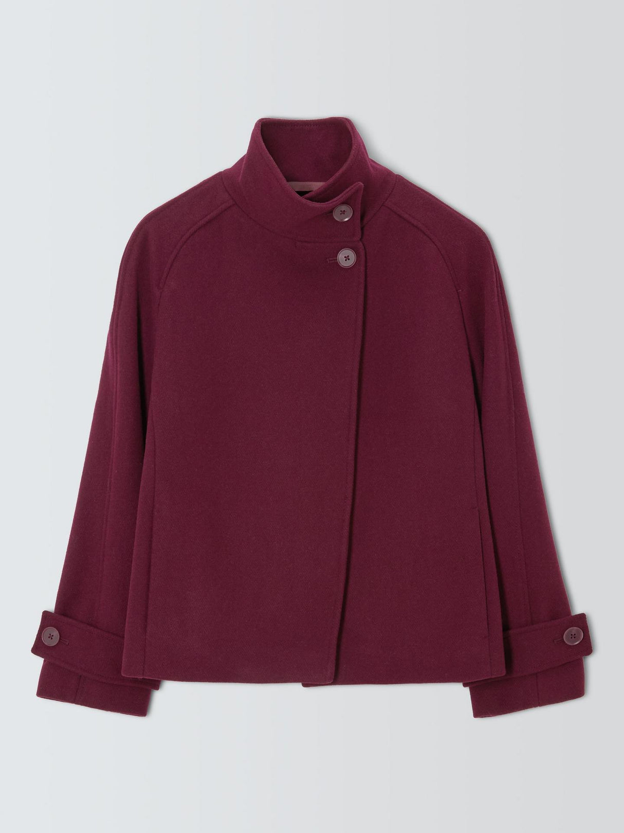 John Lewis Women's Short Funnel Neck Wool Blend Jacket - Burgundy - UK 16