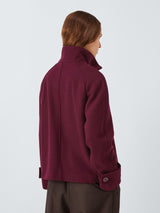 John Lewis Women's Short Funnel Neck Wool Blend Jacket - Burgundy - UK 16