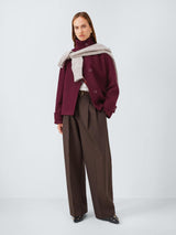 John Lewis Women's Short Funnel Neck Wool Blend Jacket - Burgundy - UK 16