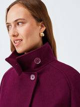 John Lewis Women's Short Funnel Neck Wool Blend Jacket - Burgundy - UK 16