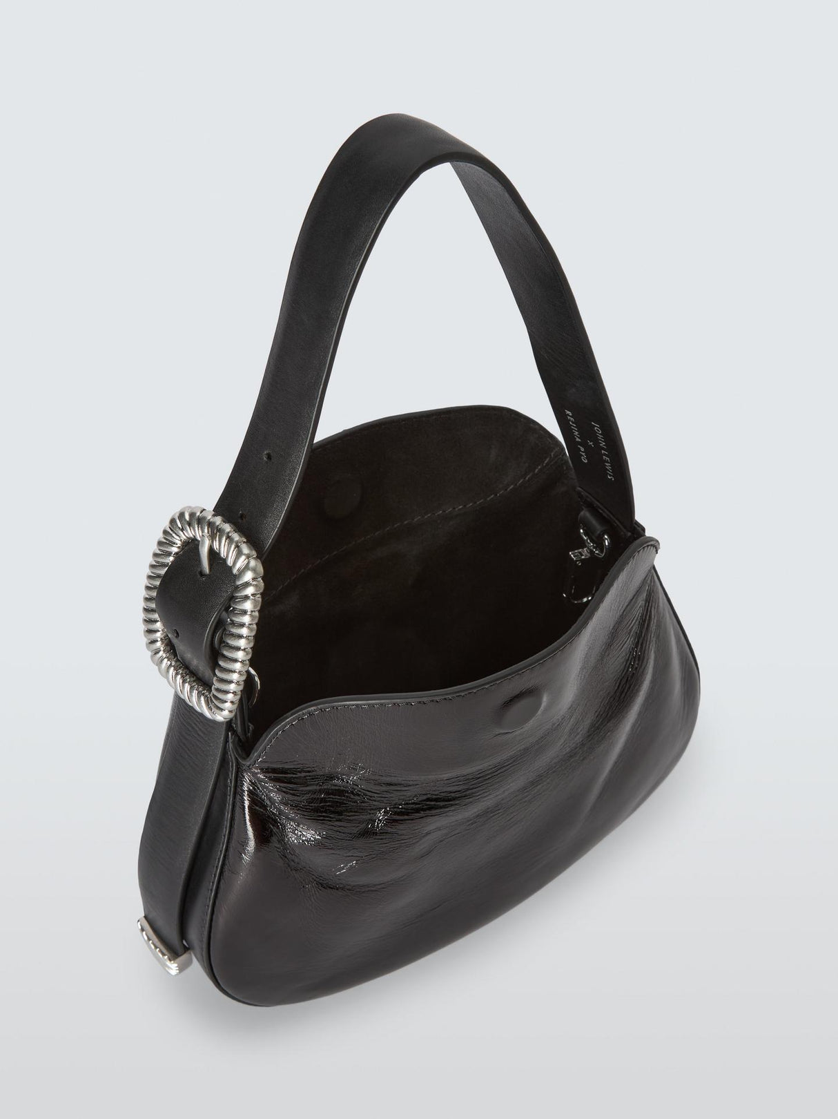 John Lewis x REJINA PYO Womens Fully Lined Plain Leather Grab Bag - Black