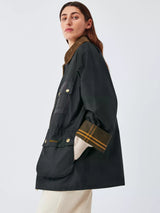 Barbour Women's Earlston Straight Cut Waxed Cotton Jacket - Black/Multi UK 8