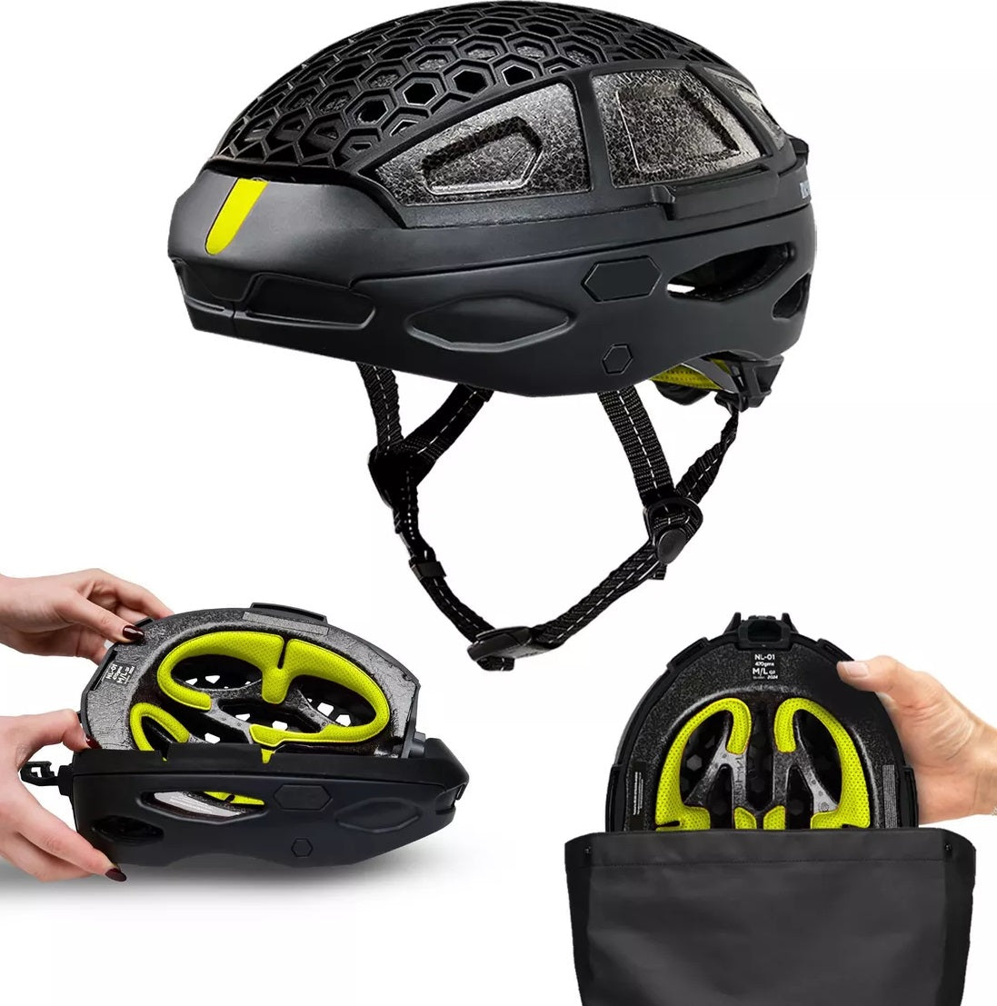 Newlane Adult Folding Commuter Compact Cycling Helmet M (56-61cm) - Yellow