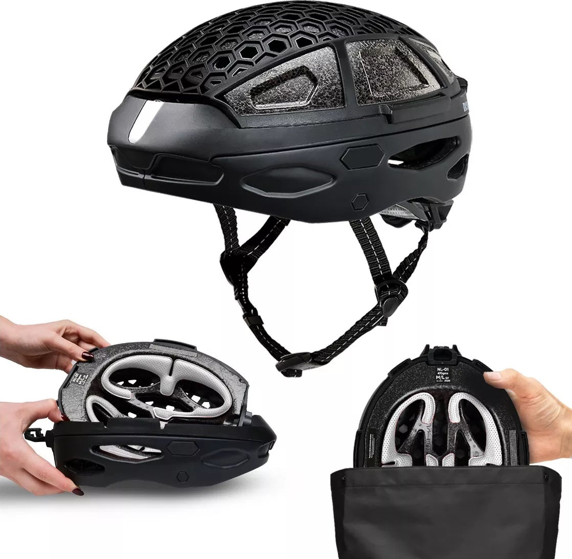 Newlane Folding Commuter Adult Cycling Compact Helmet 56-61cm - White/Black