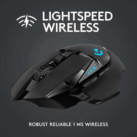 Logitech 910-005568 G502 Lightspeed Wireless Gaming Mouse - Black - Kazoop 