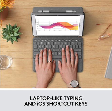 Logitech Combo Touch Trackpad Keyboard Folio Case for iPad 10.2'' - Grey - Kazoop 
