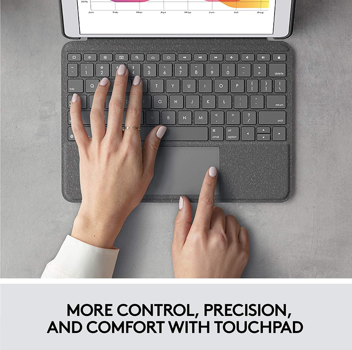 Logitech Combo Touch Trackpad Keyboard Folio Case for iPad 10.2'' - Grey - Kazoop 