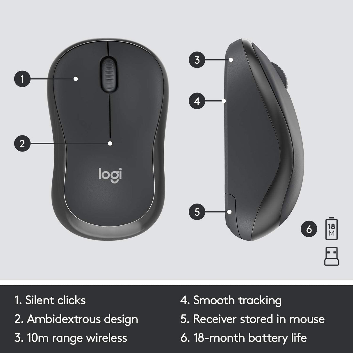 Logitech MK295 Silent Wireless Keyboard QWERTY UK & Mouse - Black - Kazoop 