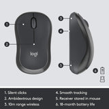 Logitech MK295 Silent Wireless Keyboard QWERTY UK & Mouse - Black - Kazoop 