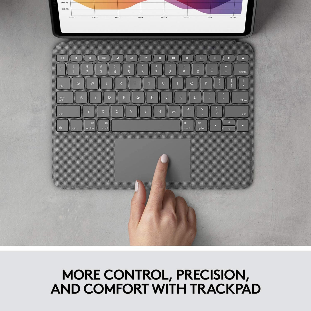 Logitech Folio Touch iPad Air 4th/5th Gen Keyboard Case with Trackpad - Grey - Kazoop 