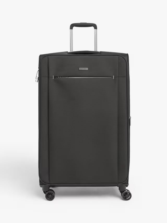 John Lewis Vienna 4-Wheel 76cm Lightweight Large Soft Shell Suitcase - Black