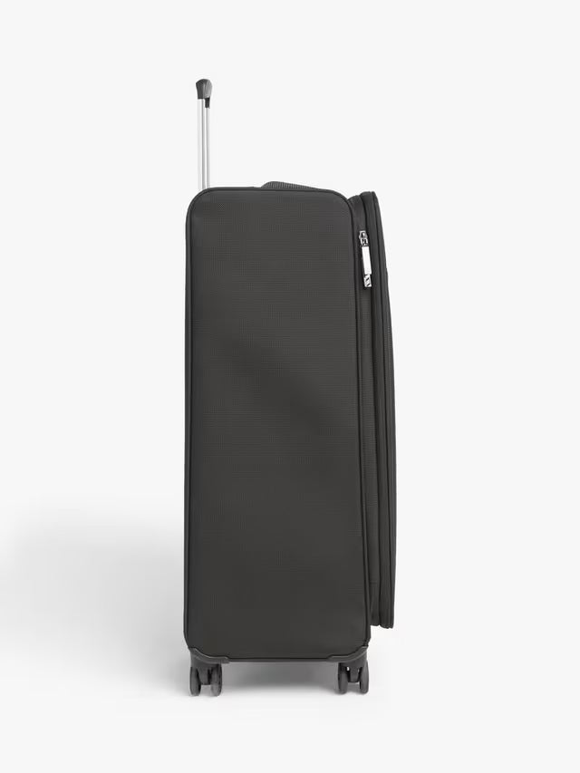 John Lewis Vienna 4-Wheel 76cm Lightweight Large Soft Shell Suitcase - Black
